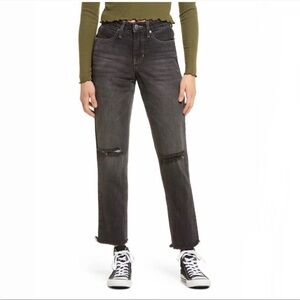Nordstrom BP Womens High Rise Mom Jeans Size 26 Black Ripped Cotton‎